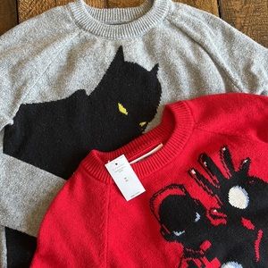 Two fantastic GAP sweaters! Batman and SpiderMan! Marvel original
